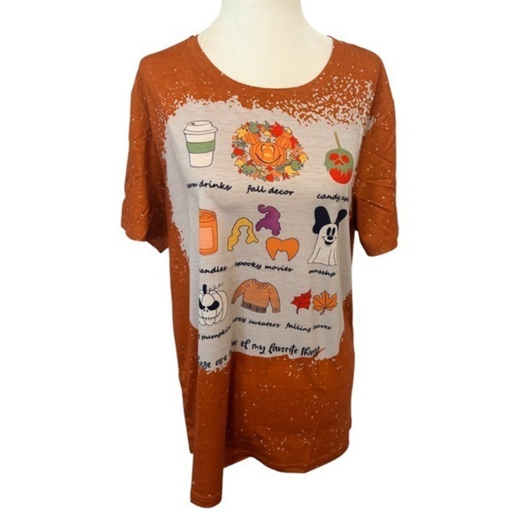 NEW Orange Fall Autumn Themed Graphic T Shirt Women's Large